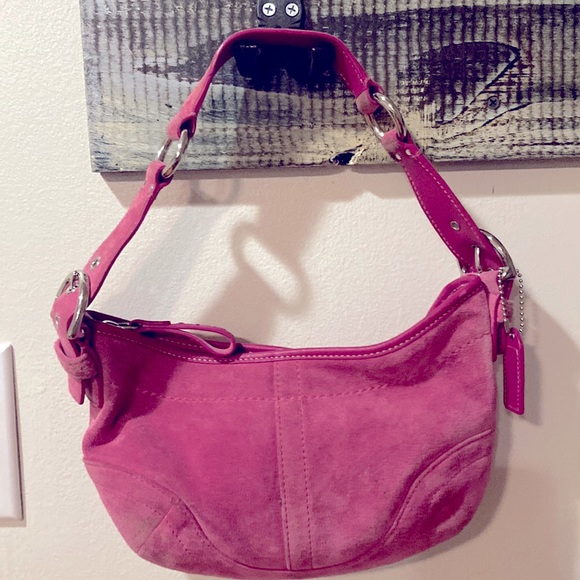 Coach Bags Coach Fuchsia Suede Leather Shoulder Bag Poshmark